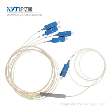 wholesale 10 pieces steel tube fiber optic splitter PLC splitter 0.9 loose tube 1m fiber length 1x32 splitter optic with SC/UPC